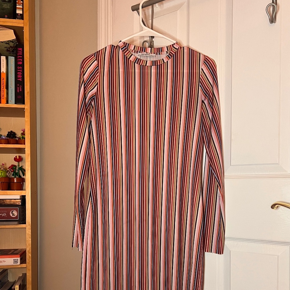 Zara Trafaluc Vibrant Long Sleeve Striped Dress